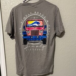 Simply Southern Gray Short-Sleeve Tee with Pink & Blue Jeep Graphic